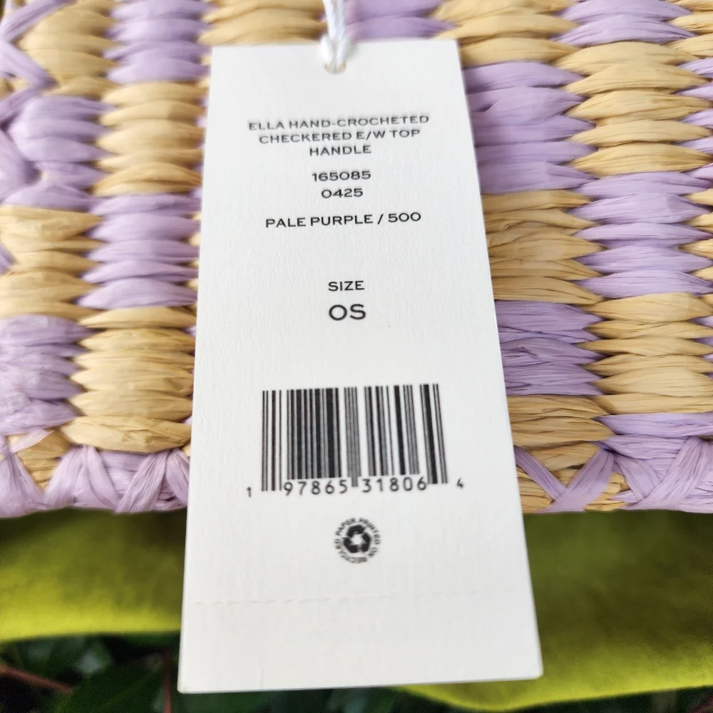 Tory Burch Ella Hand-Crocheted Leather Checkered Tote-Lavender NWT Authentic